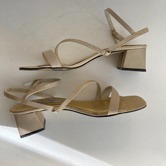 Marc Andrew Strappy Gold Shimmer Dressy Sandals with Chunky Heel Sz 9M - Picture 7 of 9